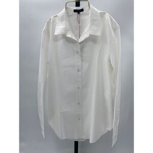 Quince Women 100% Organic Cotton Poplin Long Sleeve Shirt White M